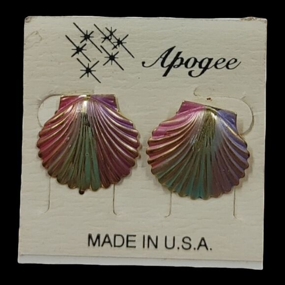 APOGEE. MULTI COLORED SHELL PIERCED EARRINGS - Picture 1 of 3